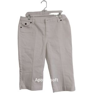 NWT Lands End white denim capris women's size 12